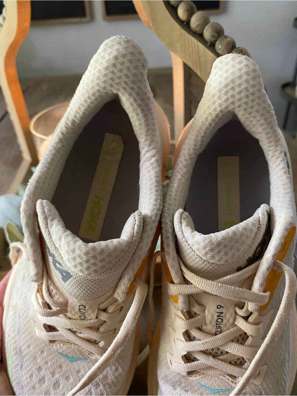 HOKA Clifton 9 Walking Running Sneakers Athletic Shoes 7B Vanilla Astral - Picture 6 of 10